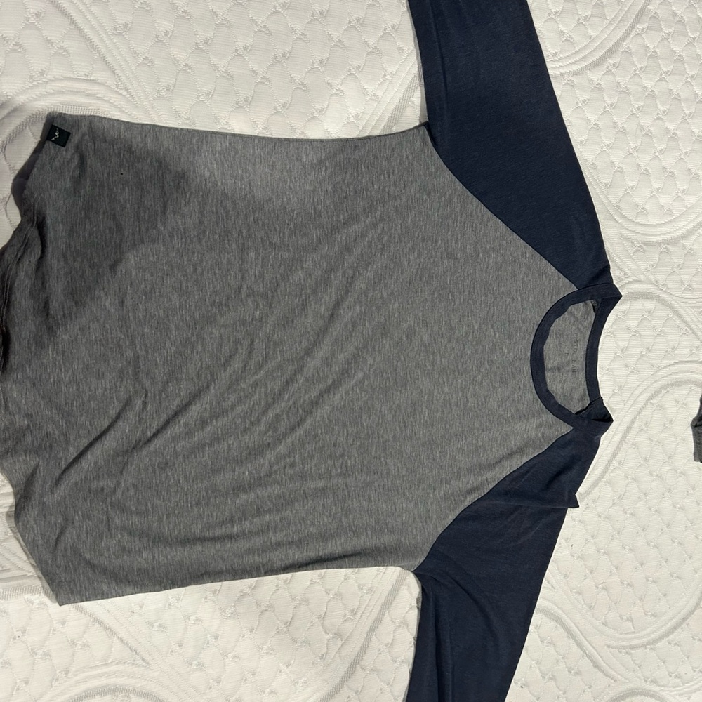 Gray and Navy Long Sleeve Men's Shirt